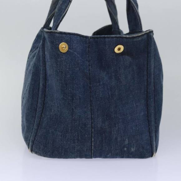 PRADA Canapa PM Hand Bag Denim Blue Auth 83344 - Picture 4 of 16
